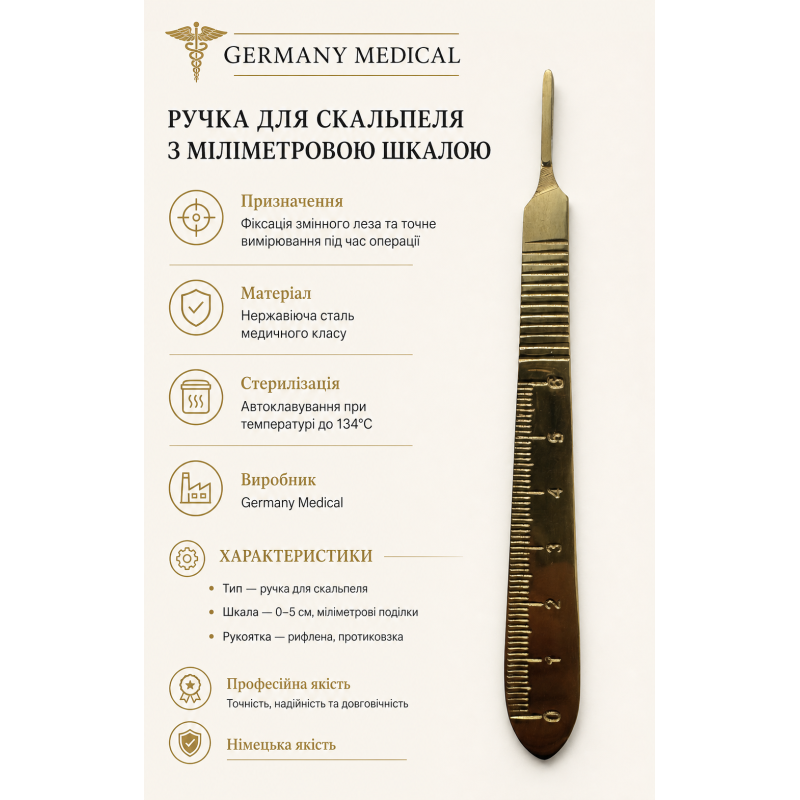 Ручка для скальпеля з міліметровою шкалою Germany Medical